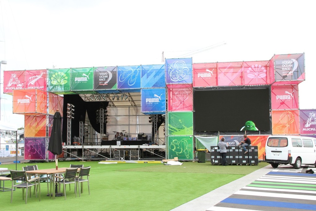 The twin stages set up - Viaduct Harbour Media Tour, Volvo Ocean Race © Richard Gladwell www.photosport.co.nz